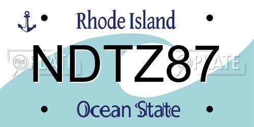 NDTZ87 Rhode Island License Plate