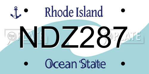 NDZ287 Rhode Island License Plate
