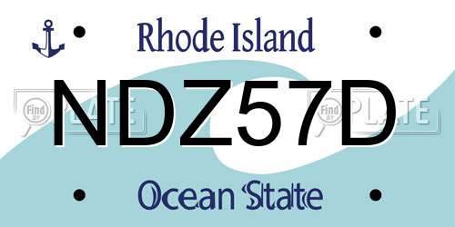 NDZ57D Rhode Island License Plate