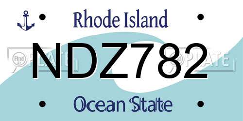 NDZ782 Rhode Island License Plate