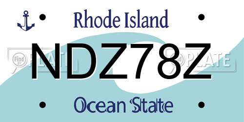 NDZ78Z Rhode Island License Plate