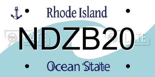 NDZB20 Rhode Island License Plate
