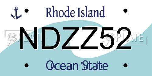 NDZZ52 Rhode Island License Plate