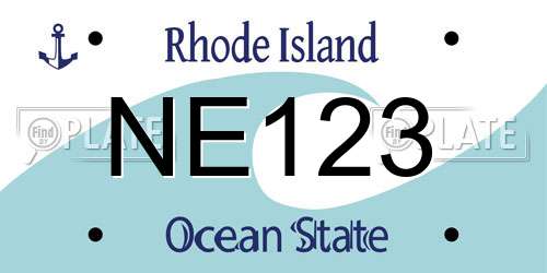 NE123 Rhode Island License Plate