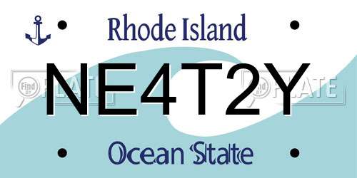NE4T2Y Rhode Island License Plate