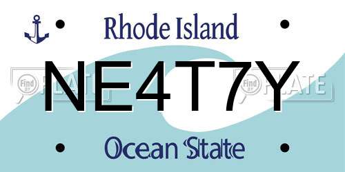 NE4T7Y Rhode Island License Plate