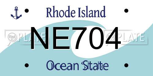 NE704 Rhode Island License Plate