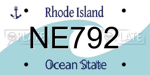 NE792 Rhode Island License Plate