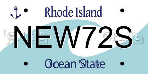 NEW72S Rhode Island License Plate