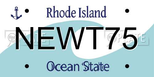 NEWT75 Rhode Island License Plate