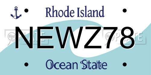 NEWZ78 Rhode Island License Plate