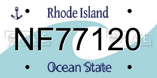 NF77120 Rhode Island License Plate