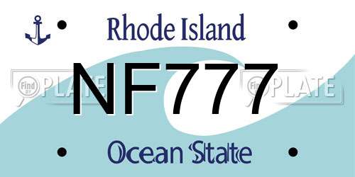 NF777 Rhode Island License Plate