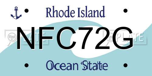 NFC72G Rhode Island License Plate