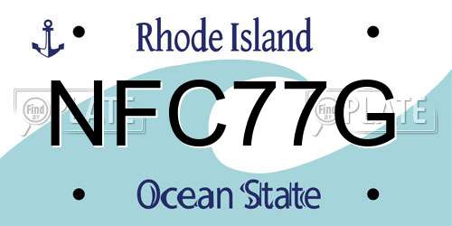 NFC77G Rhode Island License Plate