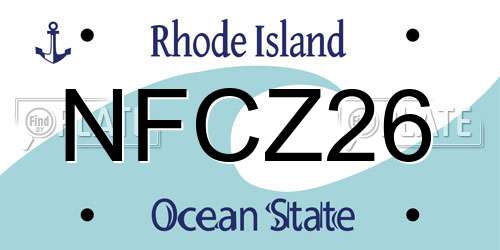 NFCZ26 Rhode Island License Plate