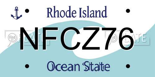 NFCZ76 Rhode Island License Plate