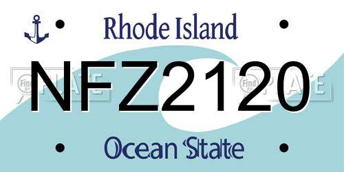 NFZ2120 Rhode Island License Plate