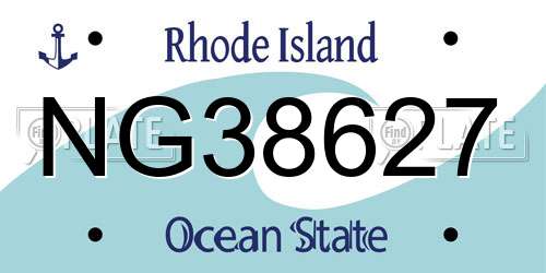 NG38627 Rhode Island License Plate