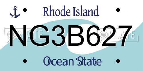 NG3B627 Rhode Island License Plate