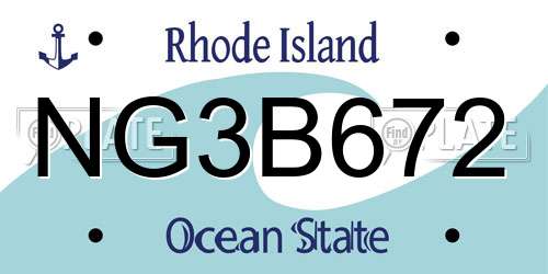NG3B672 Rhode Island License Plate