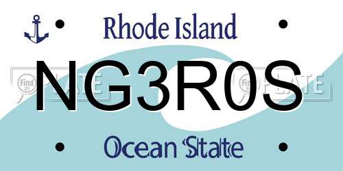 NG3R0S Rhode Island License Plate
