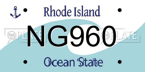NG960 Rhode Island License Plate
