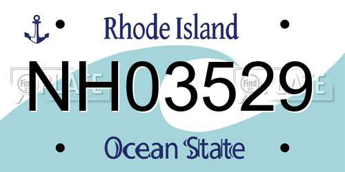 NH03529 Rhode Island License Plate