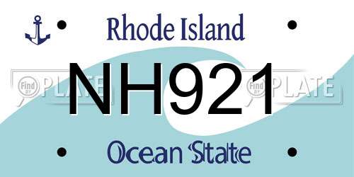 NH921 Rhode Island License Plate