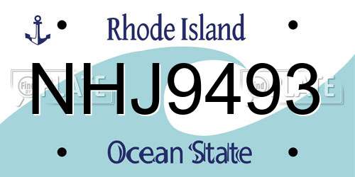 NHJ9493 Rhode Island License Plate