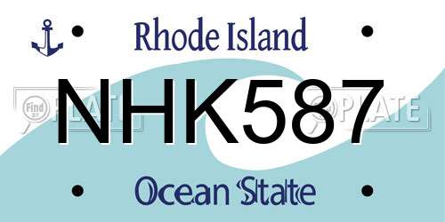 NHK587 Rhode Island License Plate
