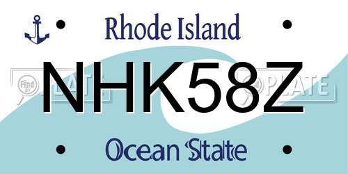 NHK58Z Rhode Island License Plate