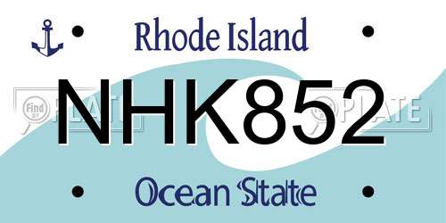 NHK852 Rhode Island License Plate