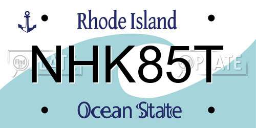 NHK85T Rhode Island License Plate