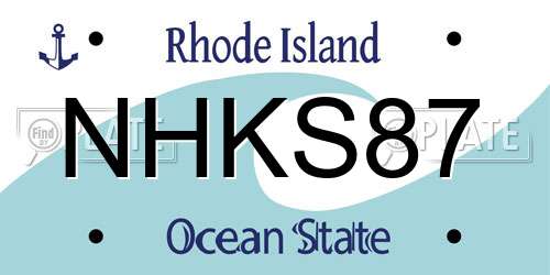 NHKS87 Rhode Island License Plate