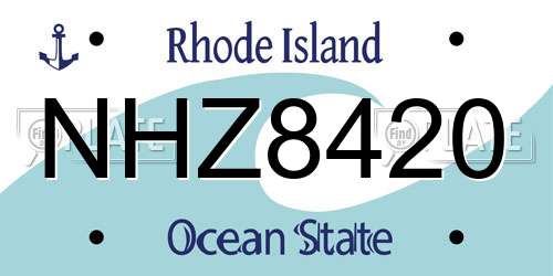 NHZ8420 Rhode Island License Plate