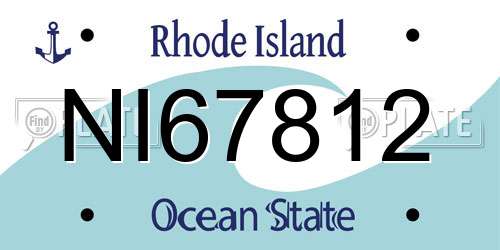 NI67812 Rhode Island License Plate