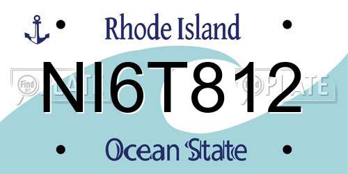 NI6T812 Rhode Island License Plate
