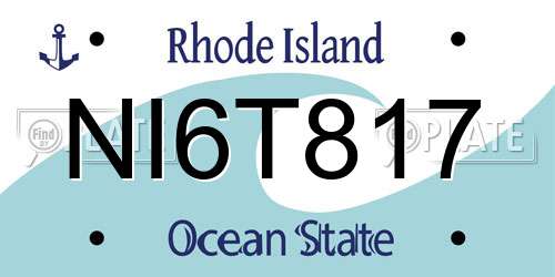 NI6T817 Rhode Island License Plate