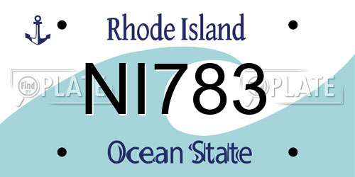 NI783 Rhode Island License Plate
