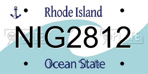 NIG2812 Rhode Island License Plate