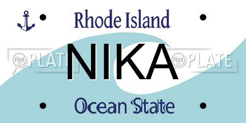 NIKA Rhode Island License Plate
