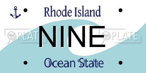 NINE Rhode Island License Plate