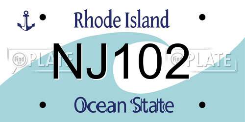 NJ102 Rhode Island License Plate
