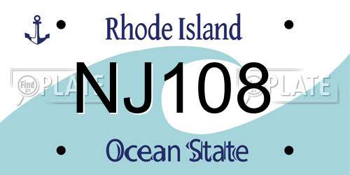 NJ108 Rhode Island License Plate