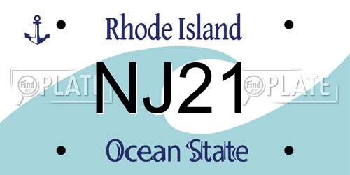 NJ21 Rhode Island License Plate