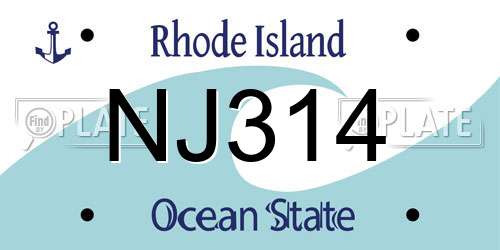 NJ314 Rhode Island License Plate