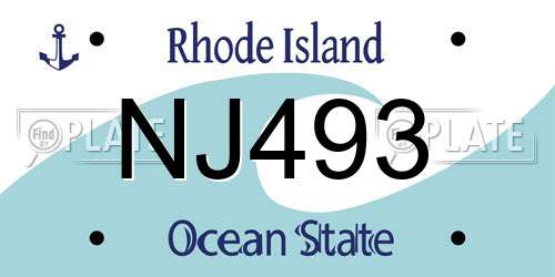NJ493 Rhode Island License Plate