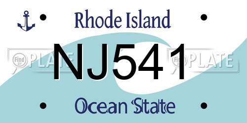 NJ541 Rhode Island License Plate