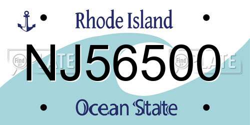 NJ56500 Rhode Island License Plate